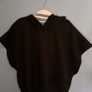 Champion Black Hooded Short-Sleeve Sweatshirt